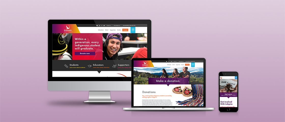 Indspire website design, website development.