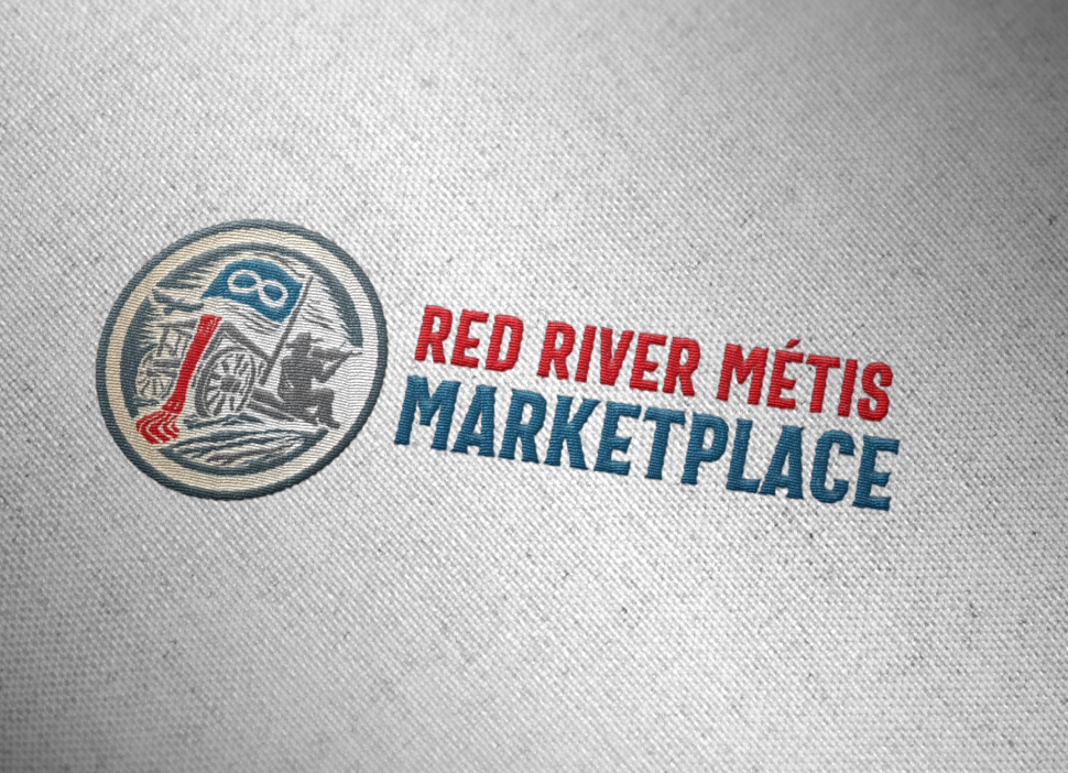 Embroidered logo for Red River Métis Marketplace.