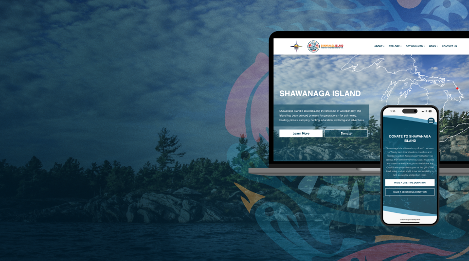 Shawanaga Island website desktop and mobile mockup.