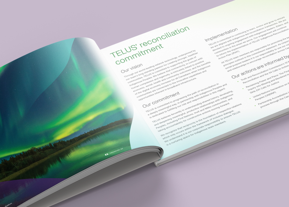 TELUS Indigenous Reconciliation Connectivity Report mockup.